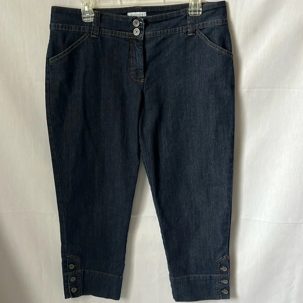 Charter Club Petite Denim Capri Jeans Dark Wash Stretch Cropped Pants 14P